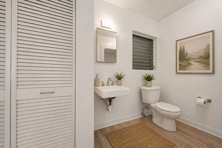 Bathroom with wall-mounted sink